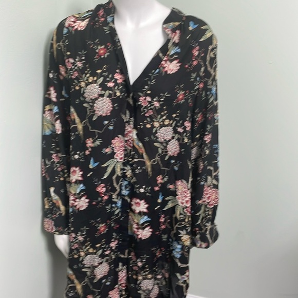 GP & J Barker x H&M sheer button down floral bird print dress 12 - Picture 1 of 10